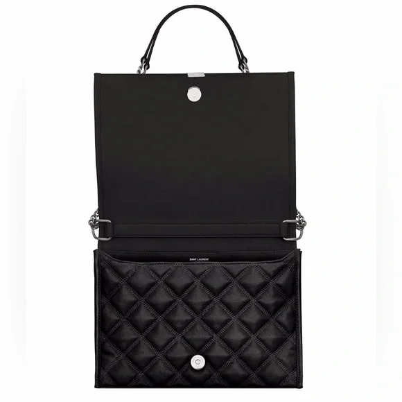 Saint Laurent Becky Shoulder Bag – Black Lambskin, Quilted, Gunmetal Hardware - Picture 4 of 15